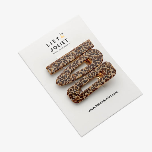 Set 3 fermagli - Leopardato