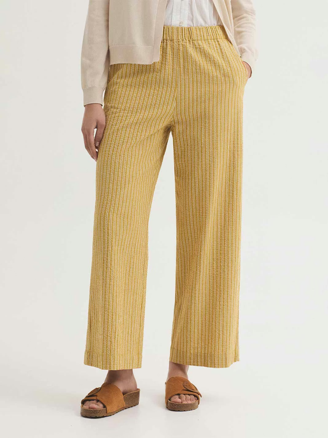 Pantaloni Striped - Ocra