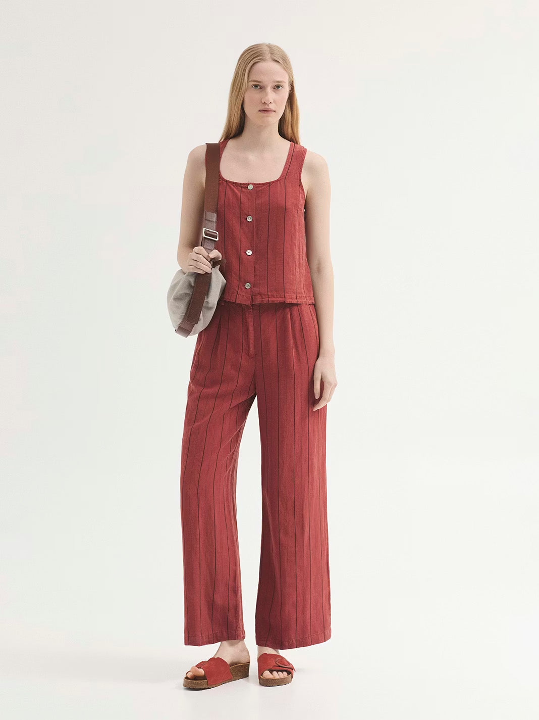Pantaloni Striped - Terracotta
