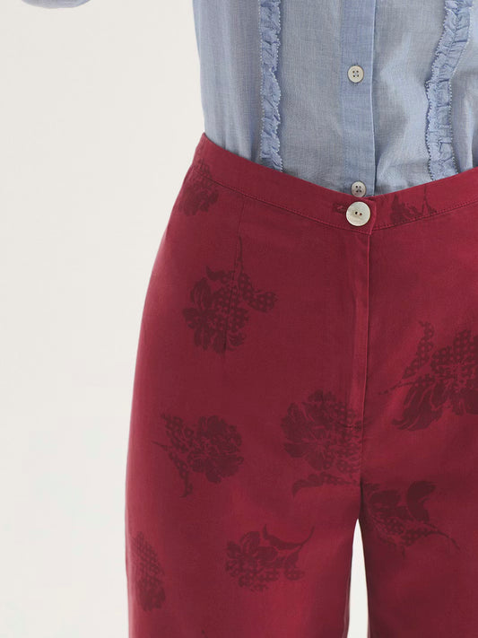 Pantaloni Flowers - Rosso